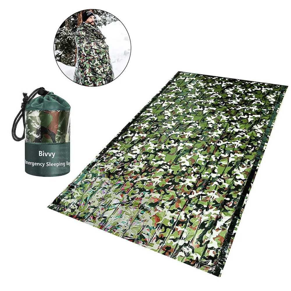 Outdoor Adventure Kit - PE acil uyku tulumu kamuflaj su